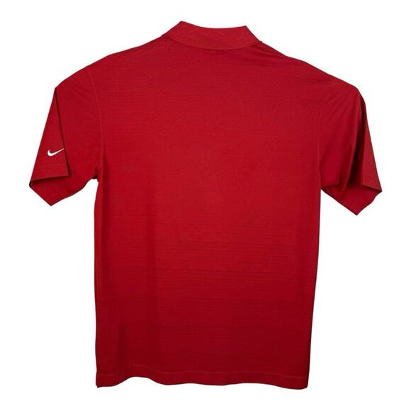 Nike Golf Polo Shirt Mens L Red Dri Fit Performance Golf Embroidered Sleeve Logo - Picture 6 of 14
